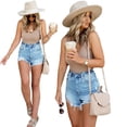 thumbnail image 1 of LYMAYTER Women's Breaking Denim Shorts for S-XL High Waisted Jean Shorts Stretchy Cowboy Shorts, 1 of 7