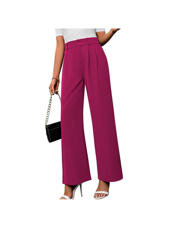 Women's Business Casual Pants - High Waist Summer Wide Leg Work Trousers Lightweight Comfort