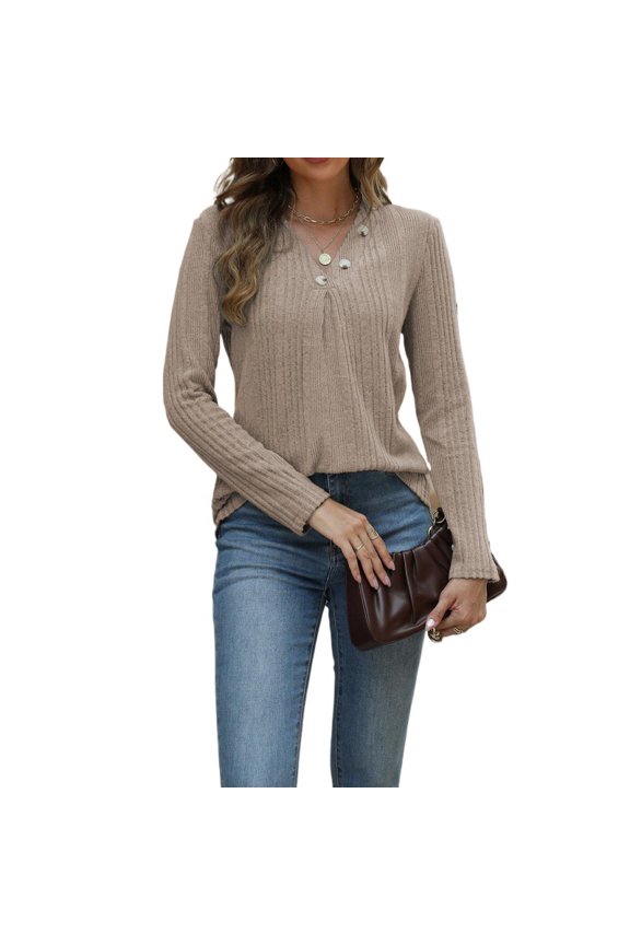 Women's Casual Sweater Fall Winter Long Sleeve Jumper Shirts Female V Neck Casual Sweatshirt S-2XL