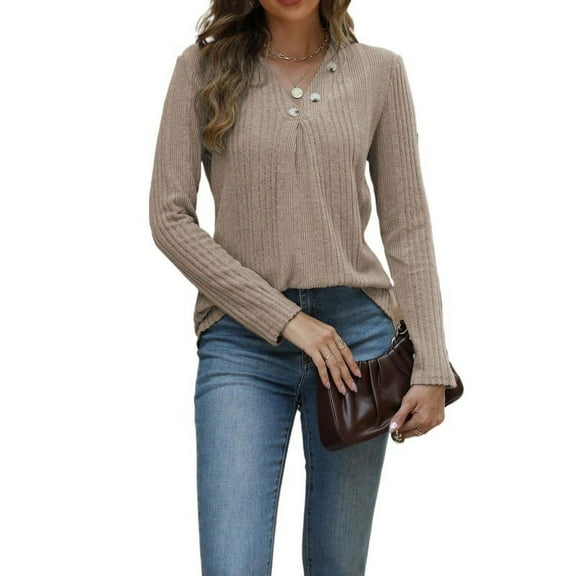 LYMAYTER Women's Casual Sweater Fall Winter Long Sleeve Jumper Shirts Female V Neck Casual Sweatshirt S-2XL