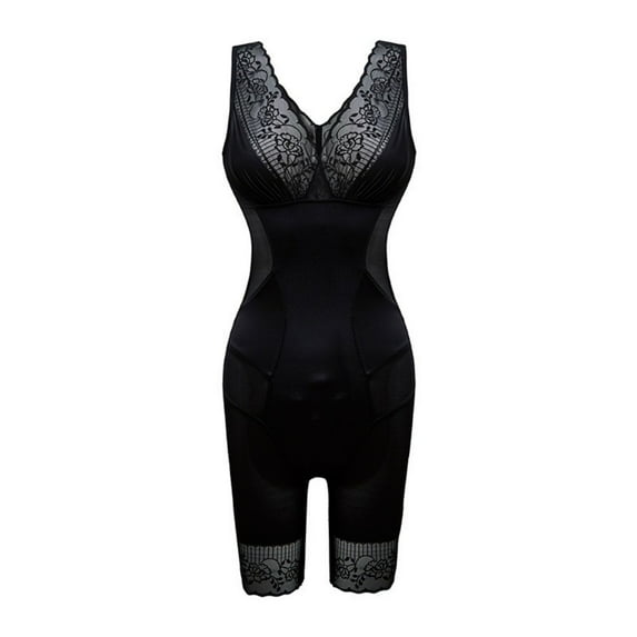 LYMAYTER Women’s High-Cut Shapewear Bodysuit Back Opening Tummy Control Butt Lifting Body Shaper Shorts