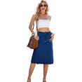 thumbnail image 1 of LYMAYTER Women's Mid-Length Washed Denim Skirt Stretch Vintage Denim Skirt Casual Half-Body Skirt S-2XL, 1 of 8