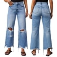 thumbnail image 1 of LYMAYTER Women's Ripped Wide Leg Jeans High Waisted Distressed Casual‌ Jeans S-3XL, 1 of 8