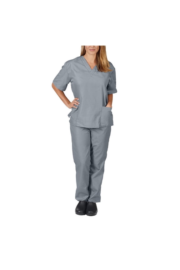 Women V-Neck Medical Uniform Multi-pocket Design Nurse Uniform Scrubs Set for S-2XL