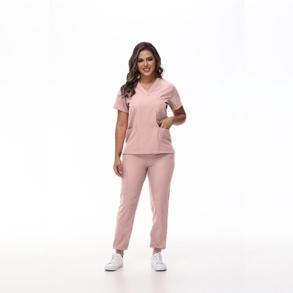 LYMAYTER Women's Stretch Medical Uniform Nurse Uniform for S-2XL Comfort Nurse Uniform Solid Color Medical Uniform