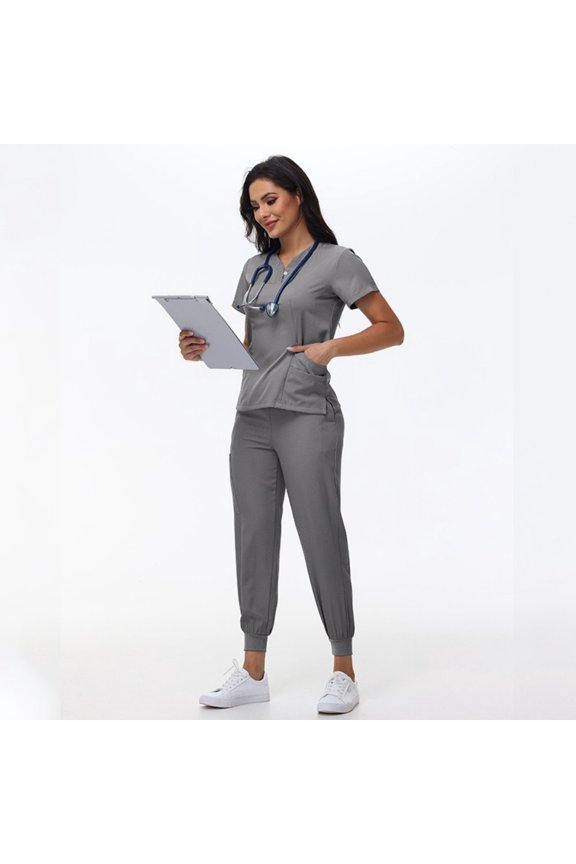 Women's Stretch Medical Uniform Nurse Uniform for S-2XL Pocketed Nurse Uniform Quick-Dry Medical Uniform Set