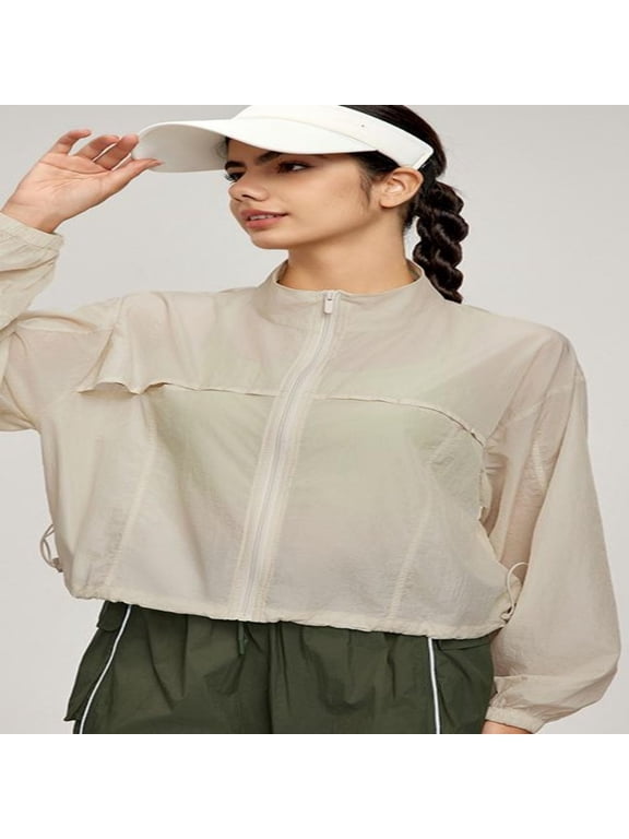 Women's Summer UPF 50+ Sun Jacket Protection Stand Collar Long Sleeve Athletic Workout S-XL
