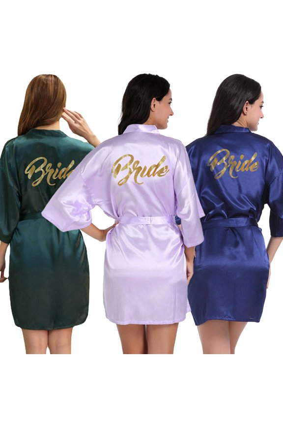 Womens Bridal Sleepwear V Neck With Gold Glitter Alphabet Robe for S-2XL Summer Fallow Fashion Nightshirt