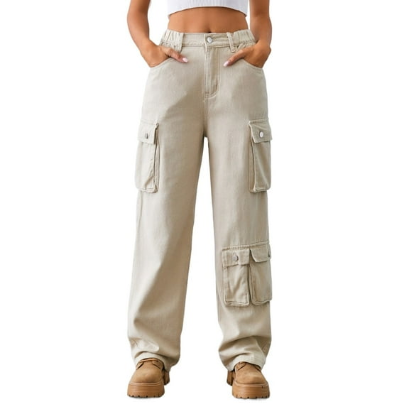 LYMAYTER Womens Casual Jeans Pants Female Solid Color Denim Pants Spring Fall Washed Trousers S-2XL