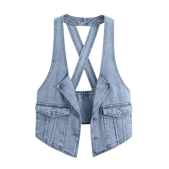 LYMAYTER Womens Denim Jacket Spring Sleeveless Jeans Waistcoat Female Versatile Vest Tops S-3XL