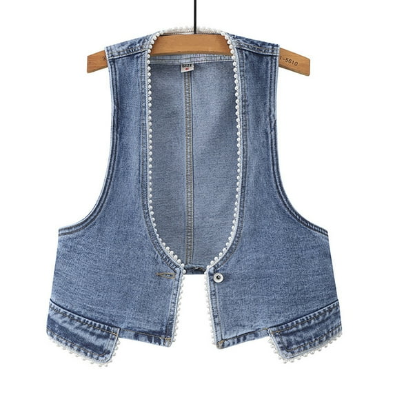 LYMAYTER Womens Denim Jacket Spring Sleeveless Jeans Waistcoat Female Versatile Vest Tops S-3XL