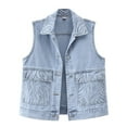 thumbnail image 1 of LYMAYTER Womens Denim Jacket Spring Summer Sleeveless Jeans Waistcoat Female Loose Short Vest Tops S-3XL, 1 of 9