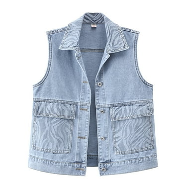 LYMAYTER Womens Denim Jacket Spring Summer Sleeveless Jeans Waistcoat Female Loose Short Vest Tops S-3XL