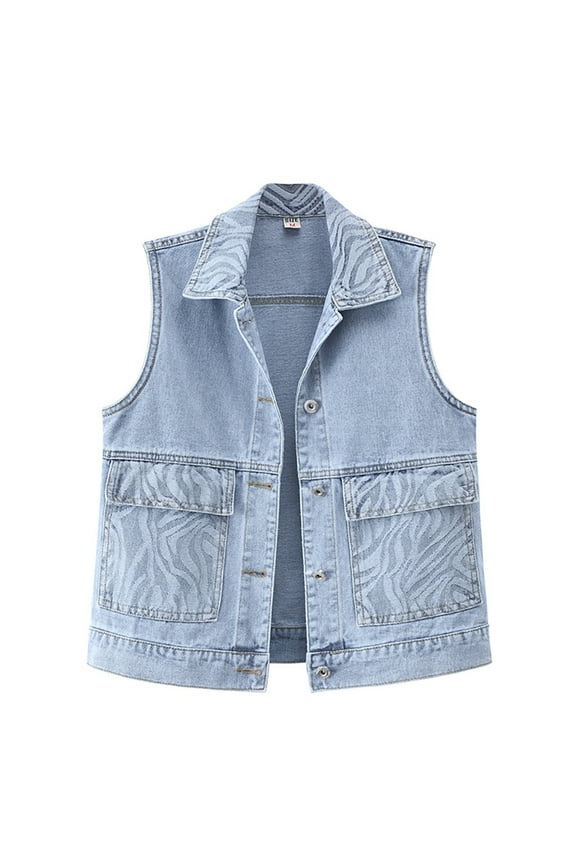 Womens Denim Jacket Spring Summer Sleeveless Jeans Waistcoat Female Loose Short Vest Tops S-3XL