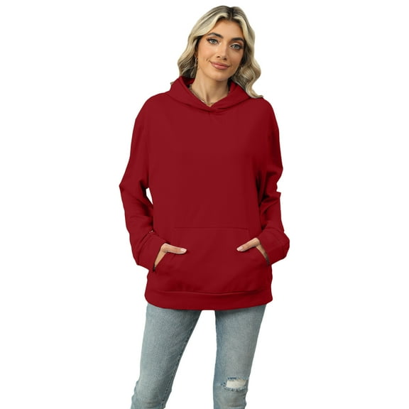 LYMAYTER Womens Hoodies Sweatshirt Female Long Sleeve Loose Sweatsuit Fall Winter Solid Color Sweater Shirts S-2XL