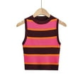 thumbnail image 1 of LYMAYTER Womens Knit Shirt Summer Crewneck Casual Tank Tops Female Striped Knit Tank S-L, 1 of 9