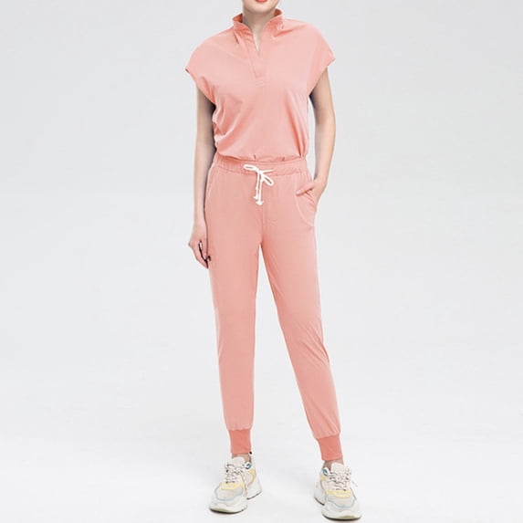 LYMAYTER Womens Medical Uniform for S-2XL Fashion Soft Stretch Nurse Uniform Comfort Fit Short Sleeve Medical Workwear