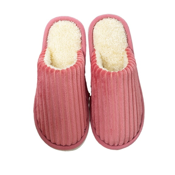 LYMAYTER Womens Men Slippers Fall Winter Fleece House Slippers Lovers Anti-Slip Comfort Warm Shoes Size 5-8.5