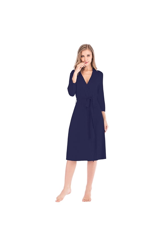 Womens Nightwear Dress Spring Summer Long Sleeve Bathrobe Women Solid Color Pajamas Loungewear S-XXL