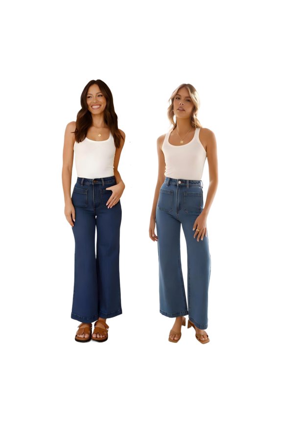 Womens Straight Trousers Baggy Jeans Fashion Casual Wide Leg Pants for S-XL