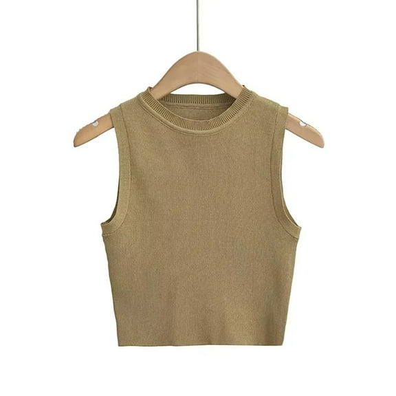 LYMAYTER Womens Vest Tops Summer Solid Color Knit Shirt Female Sleeveless Tretch Tank S-L