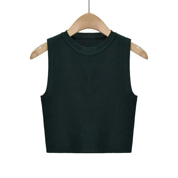 LYMAYTER Womens Vest Tops Summer Solid Color Knit Shirt Female Sleeveless Tretch Tank S-L