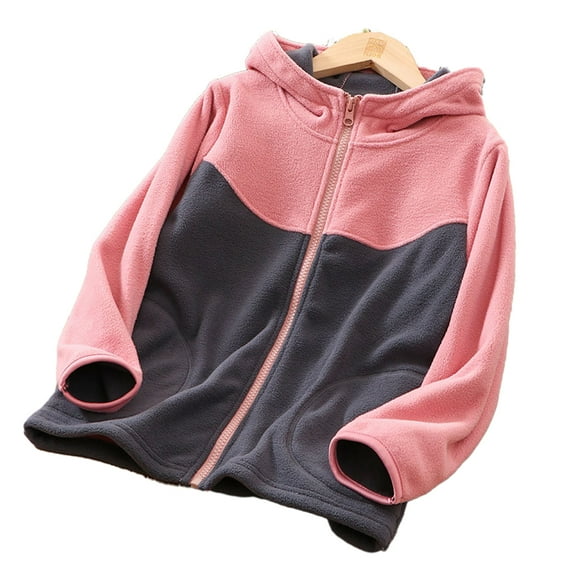 LYMAYTER Youth Unisex Shaker Jacket for Kids Boys Girls Zipper Fleece Outerwear Toddler Fall Winter Warm Coat 3-15 Years