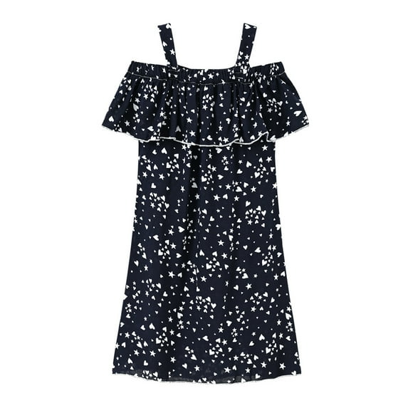 LYMAYTER kids Girl's Spaghetti Strap flounce Midi Dress 2-10Y Toddler Sleeveless Summer Floral Casual Sundress A-line Dress