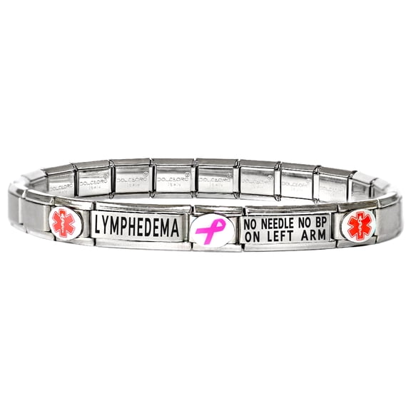LYMPHEDEMA Medical Alert ID Bracelet - NO NEEDLE NO BP ON LEFT ARM - SIZE OPTION B