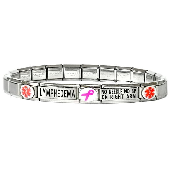 LYMPHEDEMA Medical Alert ID Bracelet - NO NEEDLE NO BP ON RIGHT ARM - SIZE OPTION B