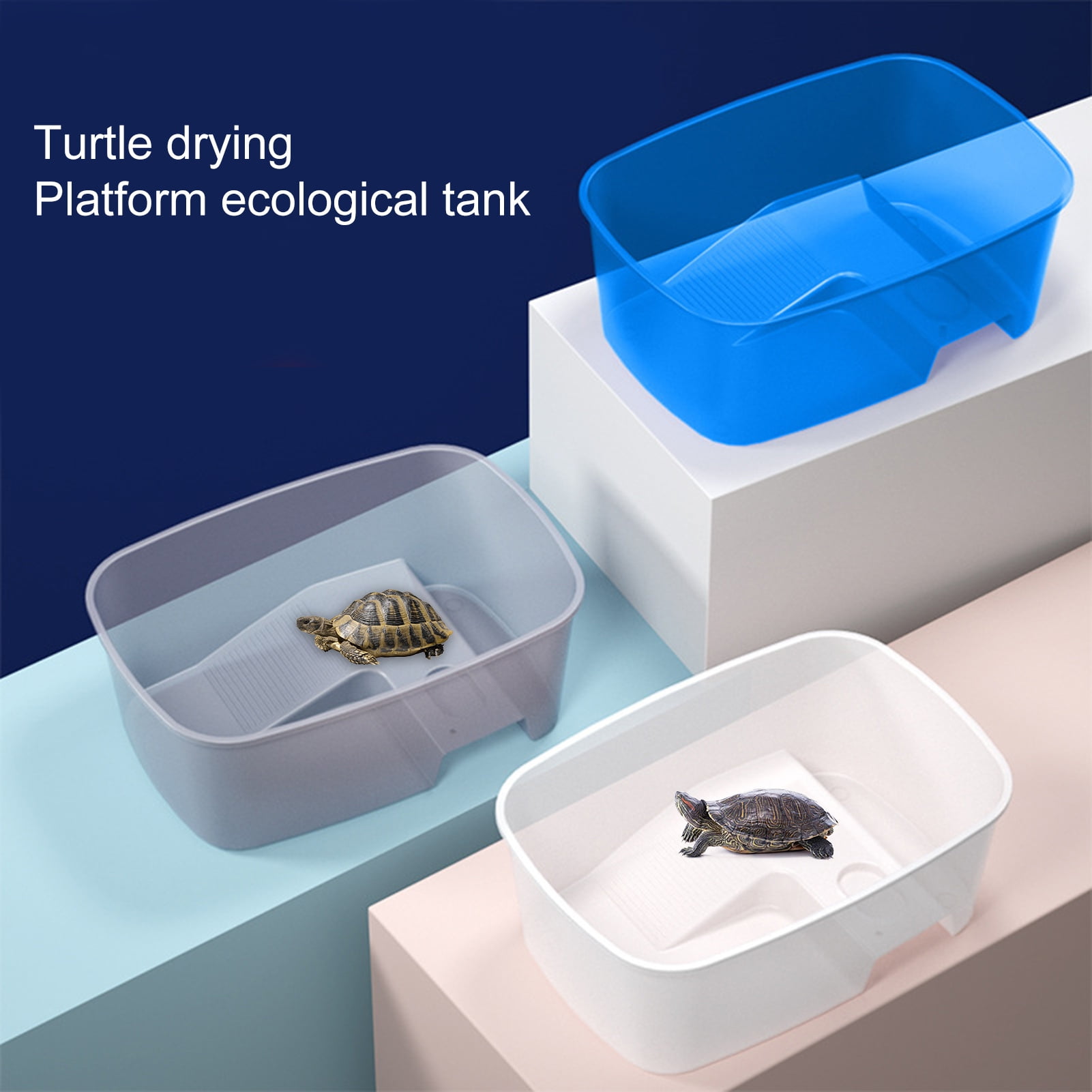 LYMZ Stable Reptile Feeding Box with Basking Platform High Transparency ...