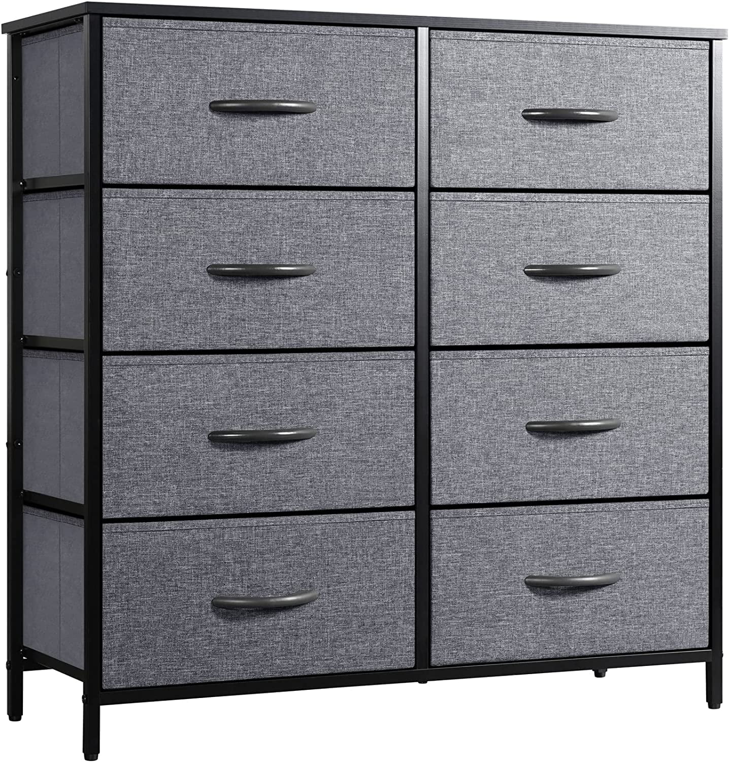 Charcoal Modern 8-Drawer Fabric Storage Dresser with Metal Frame