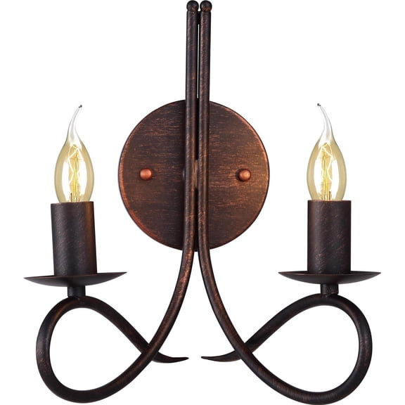 LYNDON Wall Sconce Transitional 2-Light Dark Bronze Gold Metal Brass Candelabra