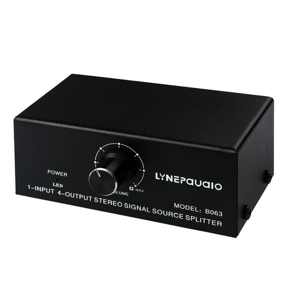 LYNEPAUAIO B063 Audio Signal Distributor - 1 Input 4 Output Stereo Audio Splitter with Lossless Output, USB 5V Powered, RCA Interface