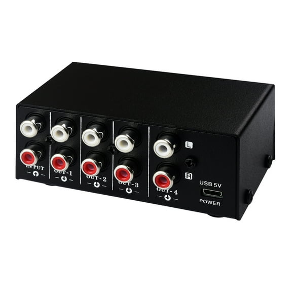 LYNEPAUAIO Signal Distributor,Audio Splitter Output 1 4 Out Audio Stereo Source USB 5V Powered Stereo Source Audio Splitter Output USB B063 1 4 Output USB 5V Source Audio Splitter Out Audio Stereo