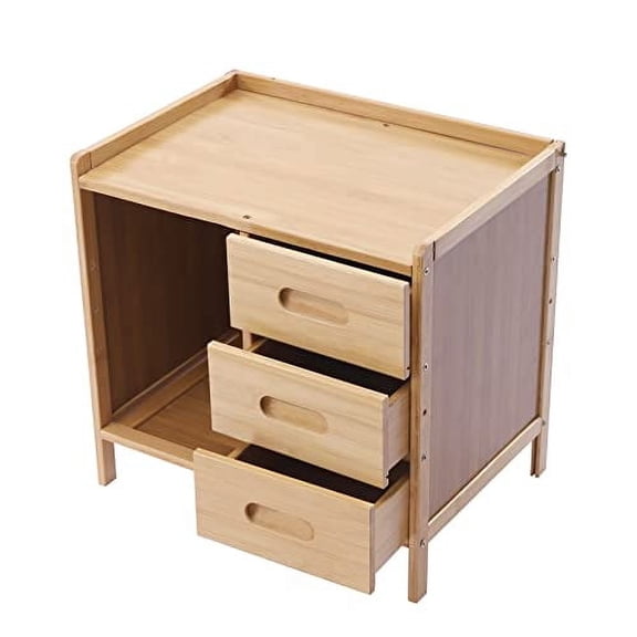 LYNICESHOP Nightstand, 3-Tier End Table Bedroom Bedside Table Nightstand End Side Organizer with Drawer Storage Box Night Stand Side Table Storage Cabinet for Living Room Bedroom O