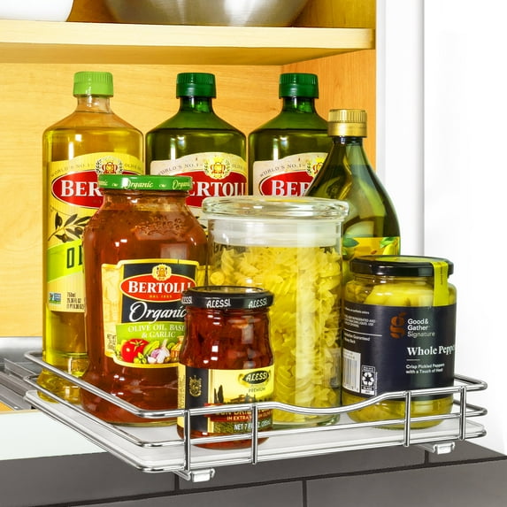 LYNK PROFESSIONAL 10-1/4" Wide Pull Out Spice Rack Organizer for Cabinet, Slide Out Shelf, Chrome