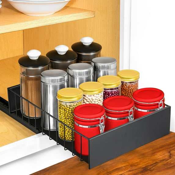 LYNK PROFESSIONAL® 10"W x 14"D Pull Out Cabinet Organizer, Slide Out Drawers for Kitchen Cabinets - Sliding Pull-Out Pantry Shelves – Home Shelf Organizers - Lifetime Ltd. Warranty, Black