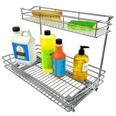 LYNK PROFESSIONAL 11.5"W x 18"D Slide Out Under Sink, Pull Out Cabinet Organizer, Chrome