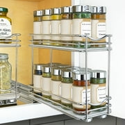 LYNK PROFESSIONAL 4-1/4" Wide Double Pull Out Spice Rack Organizer for Cabinet, Slide Out Shelf, Chrome