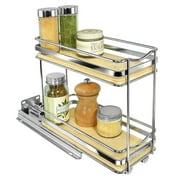 LYNK PROFESSIONAL Elite 4-1/4" Wide Double Pull Out Spice Rack Organizer for Cabinet, Slide Out Shelf, Chrome
