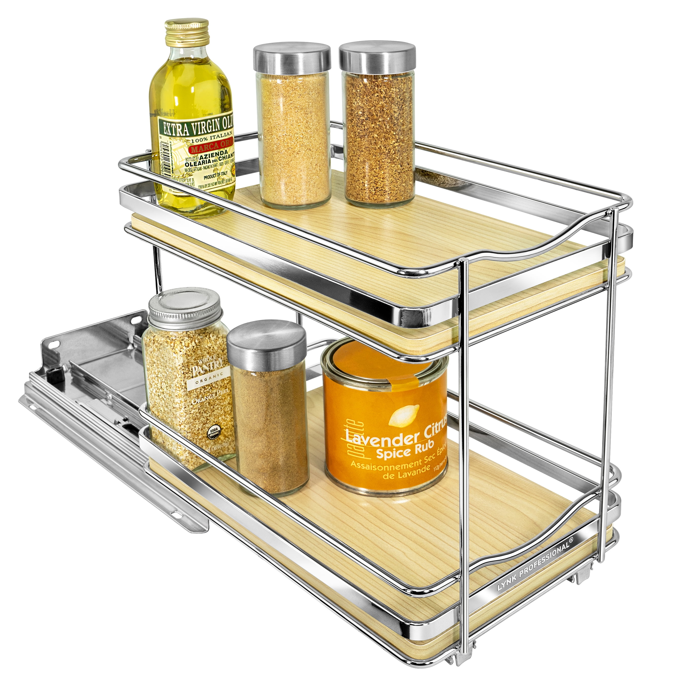 Lynk Professional Pull Out Cabinet Organizer, Slide Out Pantry Shelf 17-in  W x 4-in H 1-Tier Cabinet-mount Metal Pull-out Under-sink Organizer in the Cabinet  Organizers department at