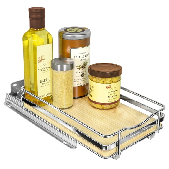 LYNK PROFESSIONAL Elite 6-1/4" Wide Pull Out Spice Rack Organizer for Cabinet, Slide Out Shelf, Chrome