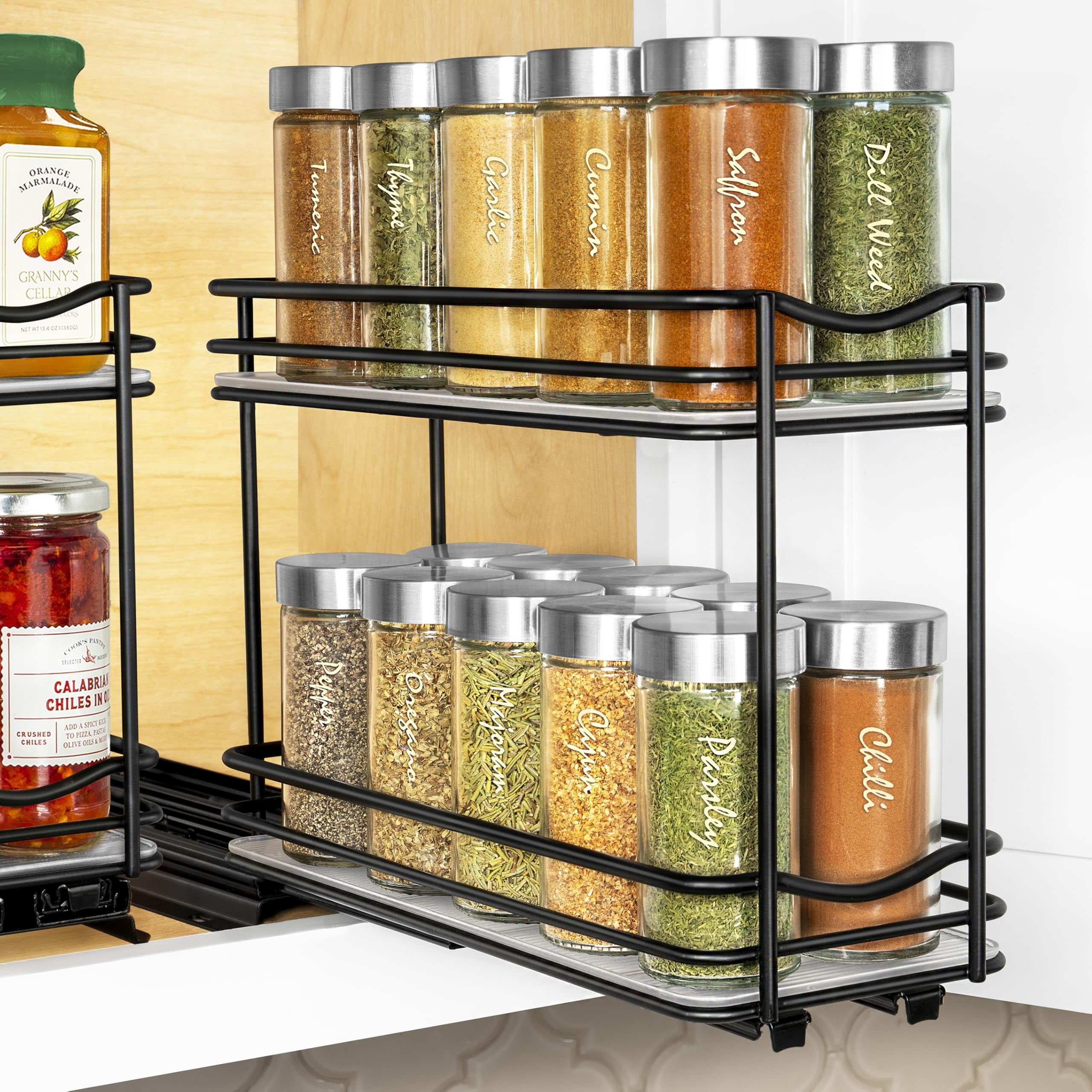 LYNK PROFESSIONAL® Pull Out Spice Rack Organizer for Inside Kitchen ...