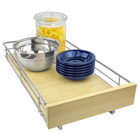 LYNK PROFESSIONAL® SELECT™ 11"W x 21"D Pull Out Cabinet Organizer - Slide Out Drawers for Kitchen Cabinets – Home Shelf Organizers - Lifetime Ltd. Warranty, Wood Chrome