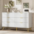 thumbnail image 1 of LYNSOM Fluted Dresser for Bedroom, White 6 Drawer Dresser with Gold Handles and Wide Drawers, Wood Chest of Drawers for Bedroom, Hallway, 1 of 16