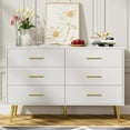 thumbnail image 1 of LYNSOM White Dresser for Bedroom, 6 Drawer Wood Double Dresser with Gold Handles, Modern Chest of Organizer Storage Drawers for Living Room, Hallway, Entryway, 1 of 9