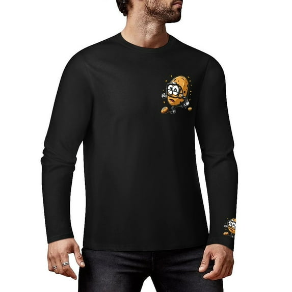 LYQJ Potato Football Star 05 Graphic T Shirts, Long Sleeve Cotton Round Neck Tees for Men