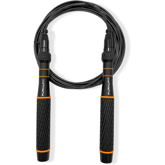 LYRA Adjustable Speed Jump Rope 360 Ball Bearings, Steel Cable & Aluminum Handles Fast Double Unders for CrossFit, HIIT & Fitness Workouts Carry Bag & Extra Cable Included