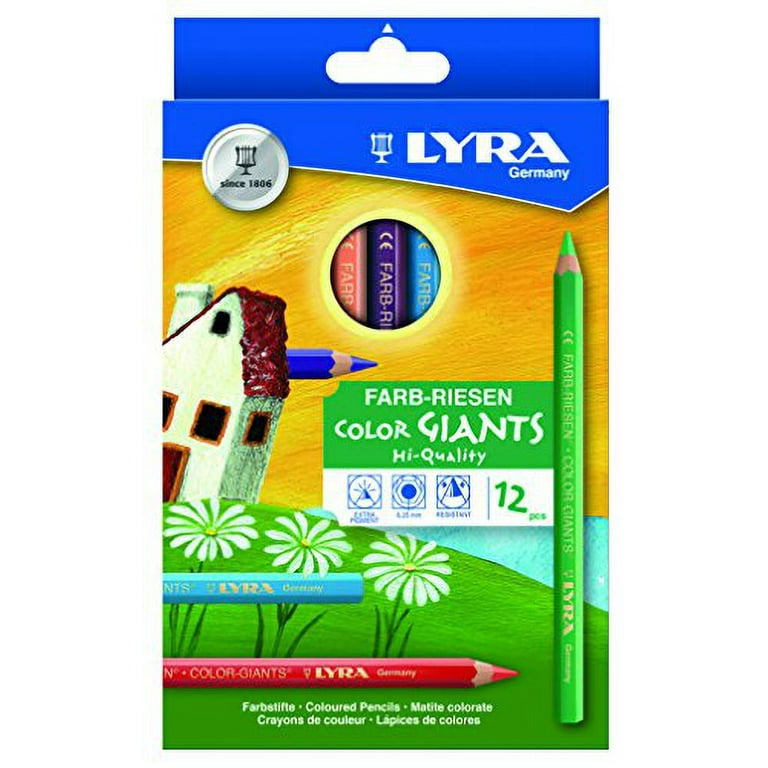 LYRA Color-Giants Colored Pencils, Lacquered, 6.25 Millimeter Cores,  Assorted Colors, 12-Pack (3941120), Multicolored 